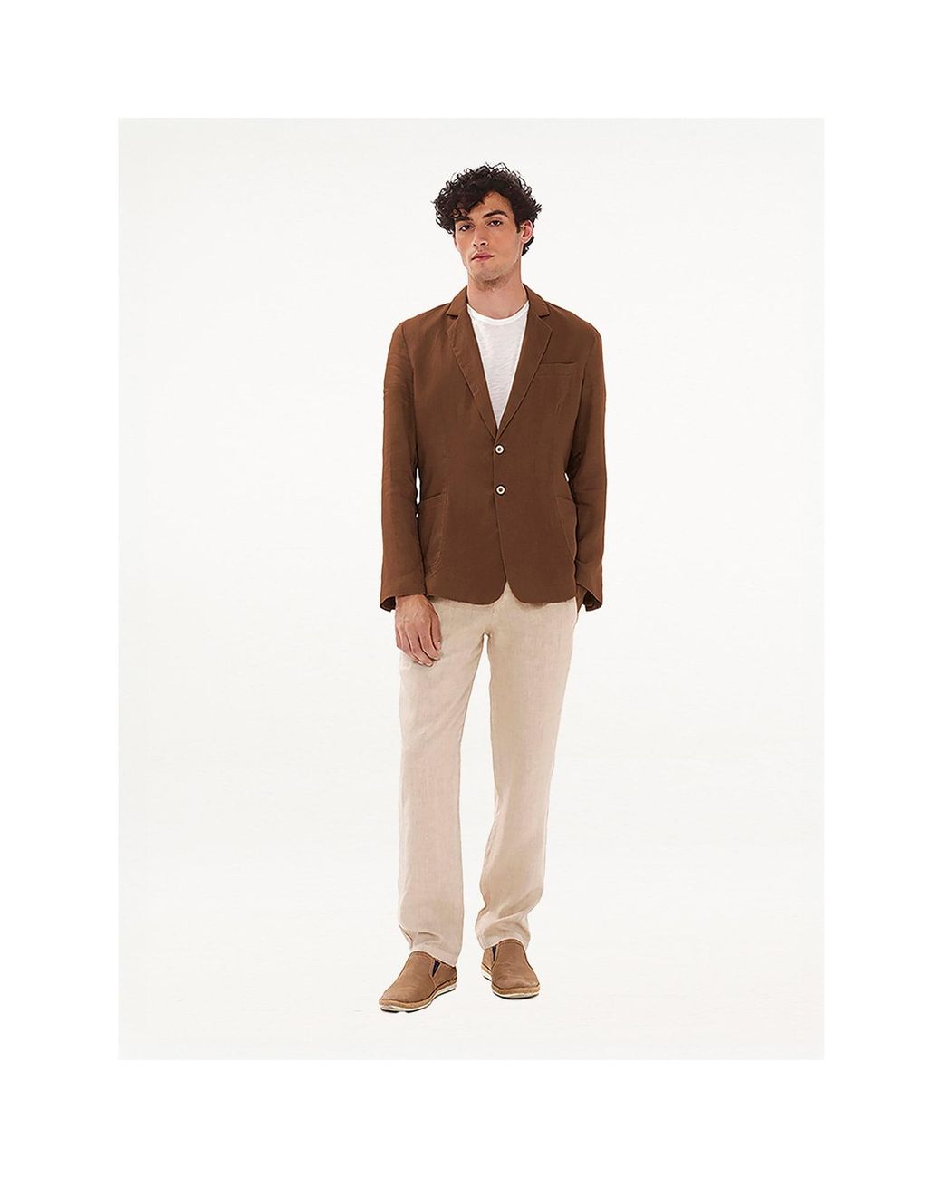 Haris Cotton Natural Neutrals Linen Pants With Elastic Waistband And Back Pockets Beach Sand for men