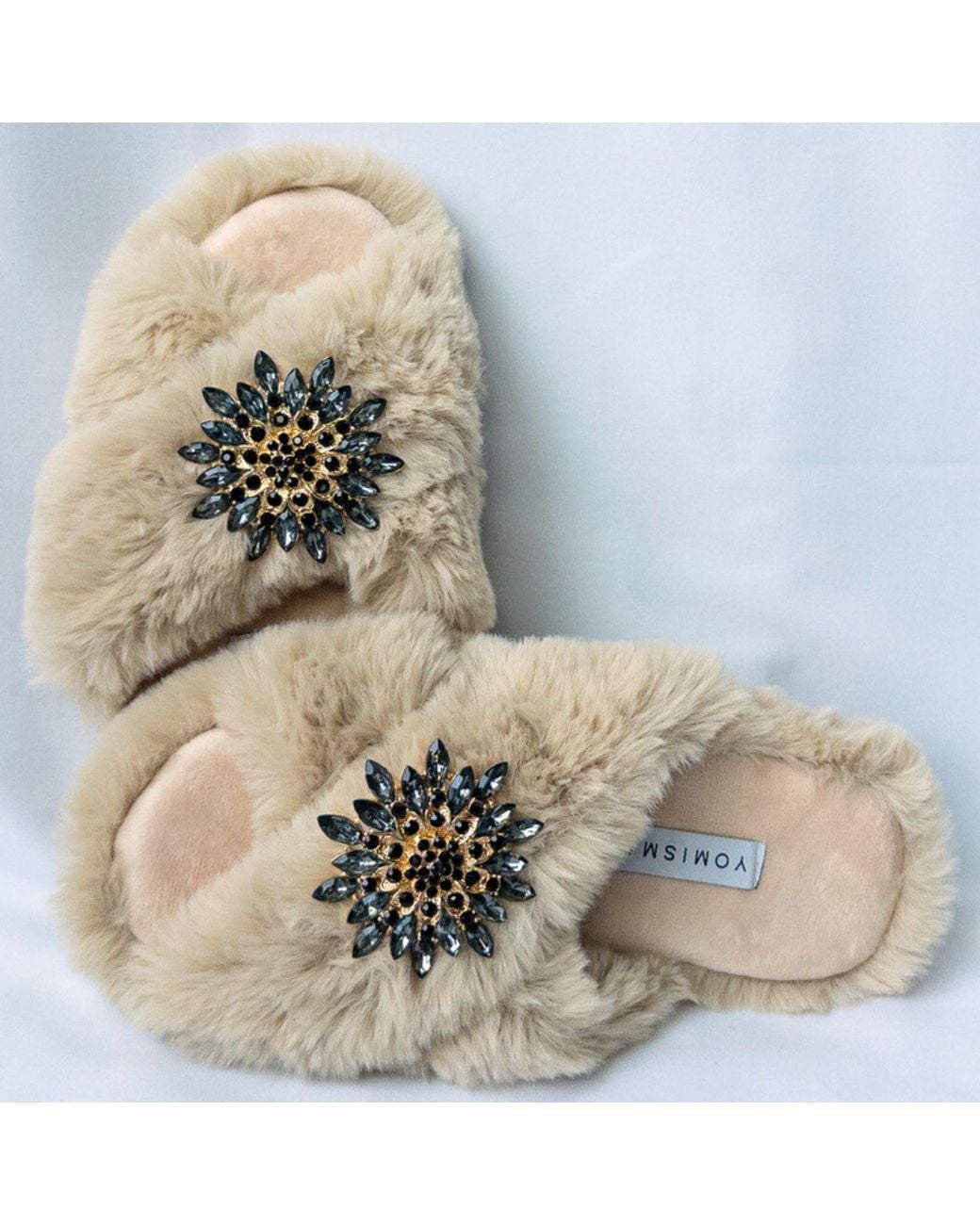 Yomisma Natural Neutrals Faux Fur Slippers