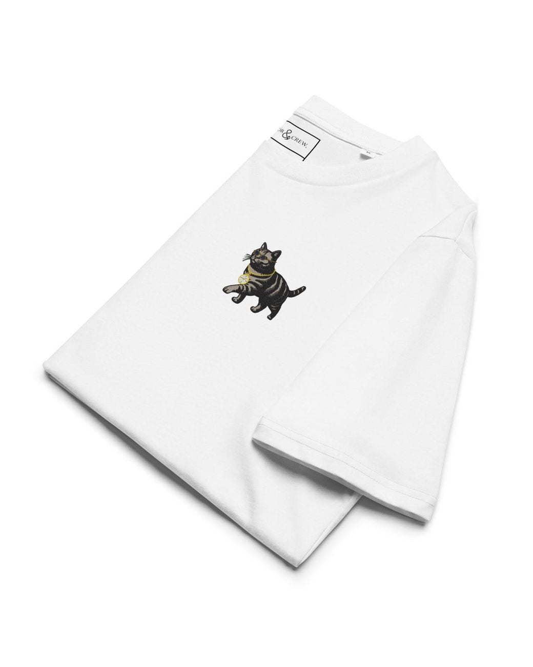 Anchor and Crew White Cool Cat Actual Life Organic Cotton Embroidered T-Shirt