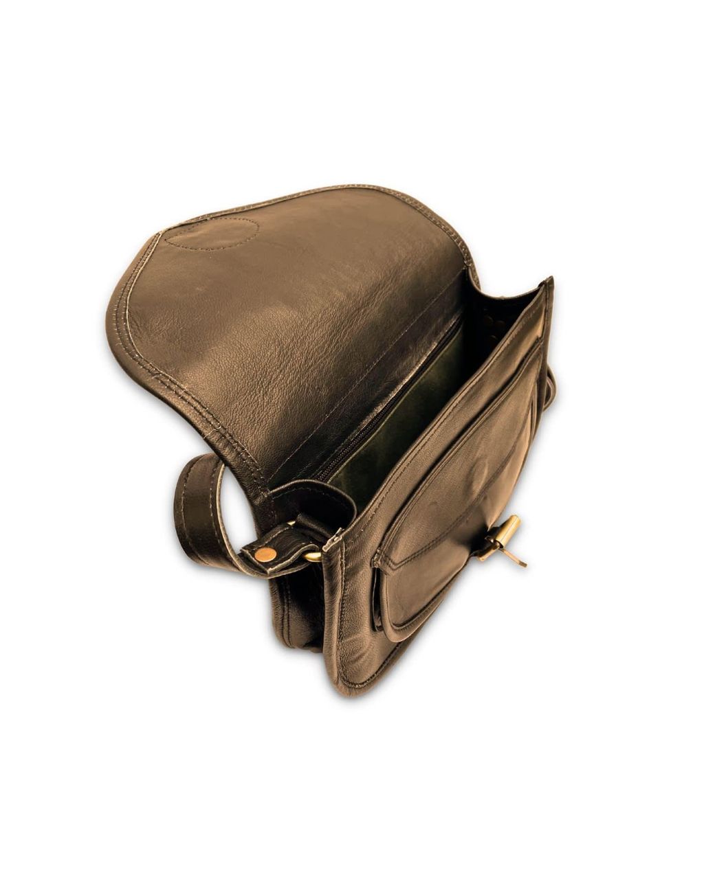 VIDA VIDA Black Leather Saddle Bag Medium