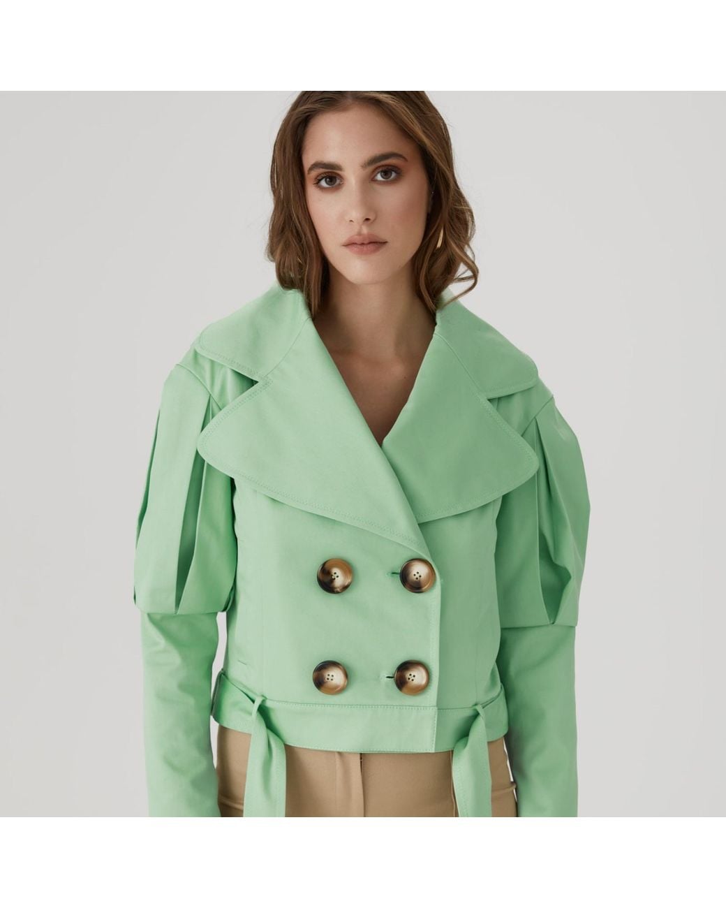 Lita Couture Green Statement Jacket With Oversized Lapels