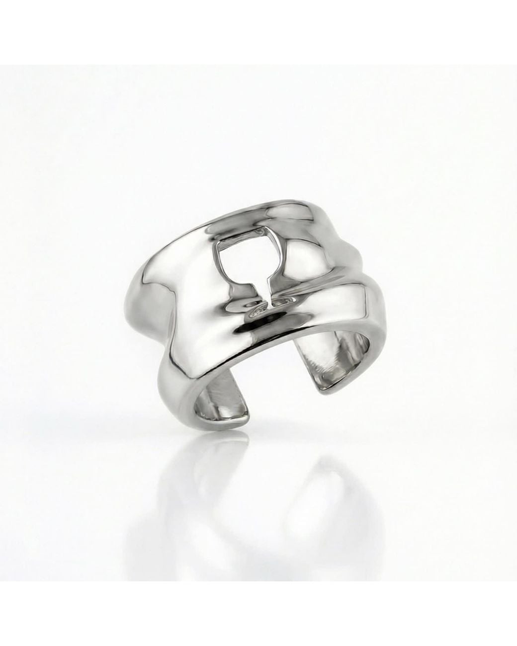 Mercela Metallic Sculptural Wine Glass Statement Ring – Plated Cocktail Inspired Jewellery