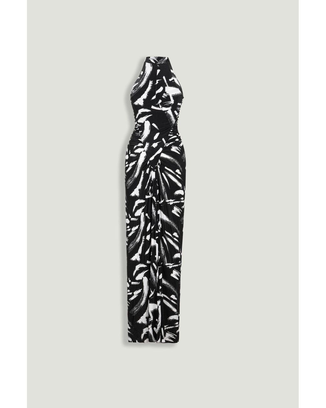 Nocturne Black Printed Halter Maxi Dress