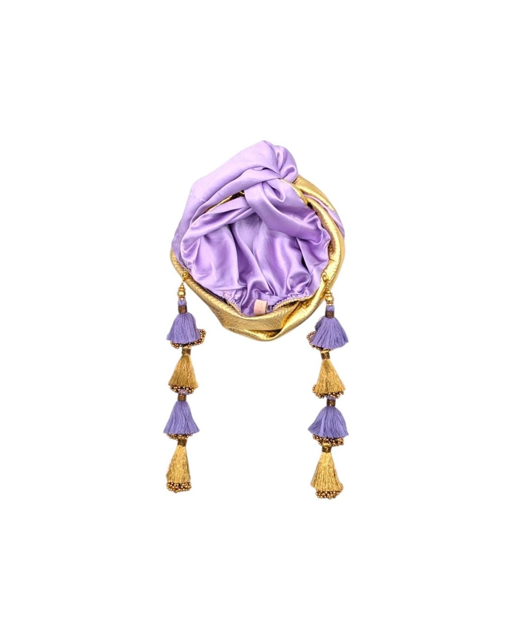 Julia Clancey Metallic Zia Golden & Lilac Silk Dorado Reversible Turban