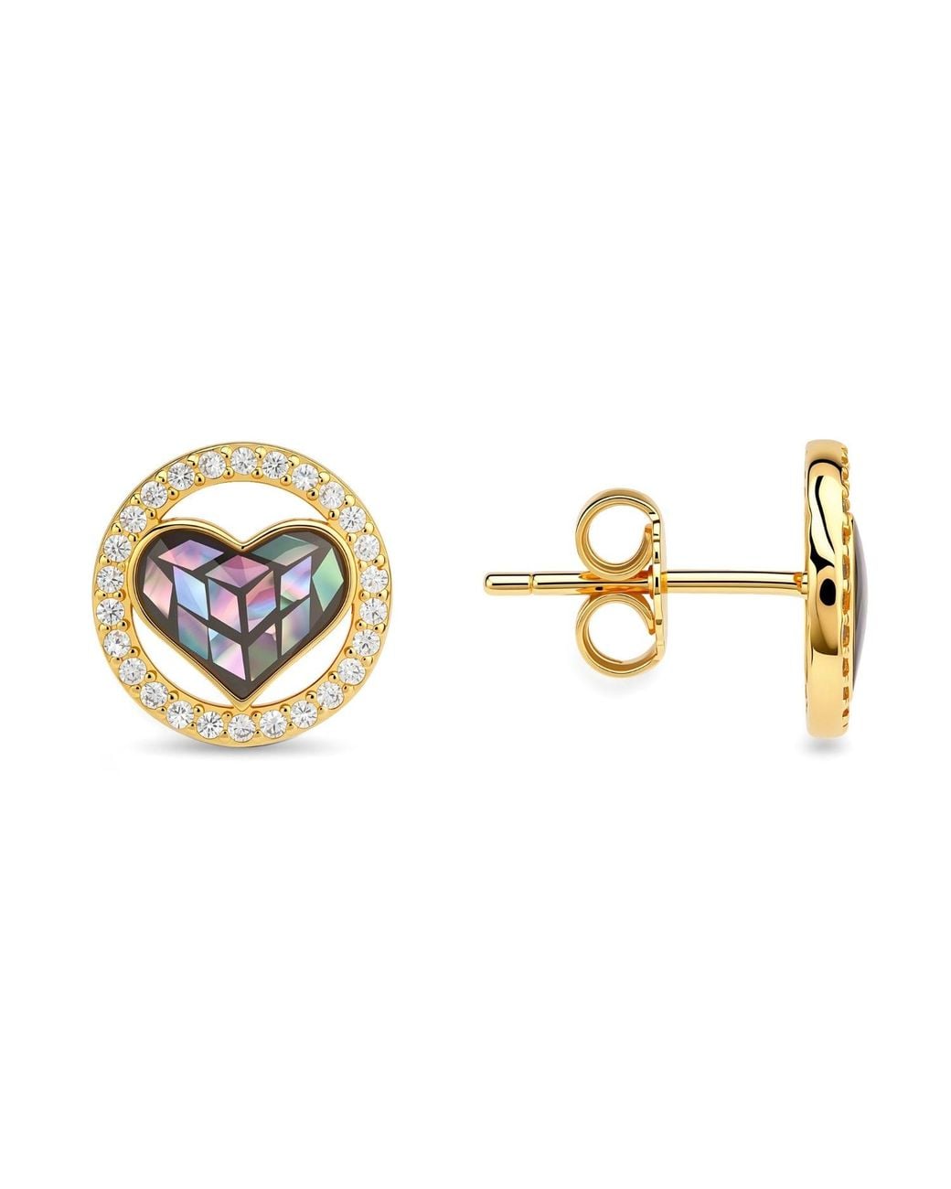 Kylie Harper Metallic Mosaic Abalone Mother Of Pearl Heart Earrings