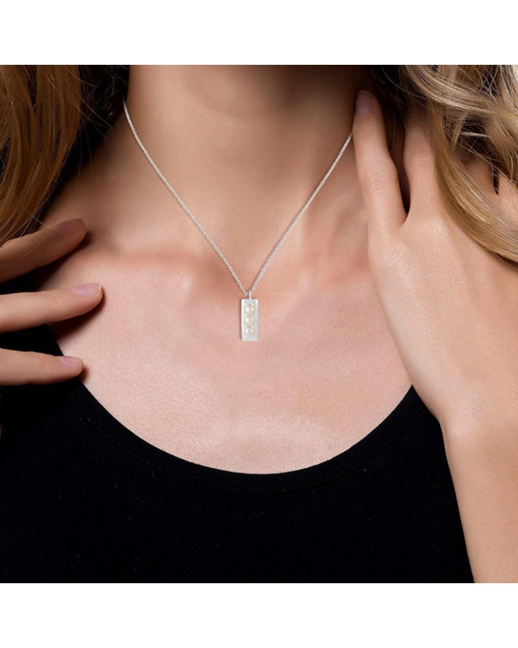Heritagemoda Metallic Sterling Pearl Pendant Necklace