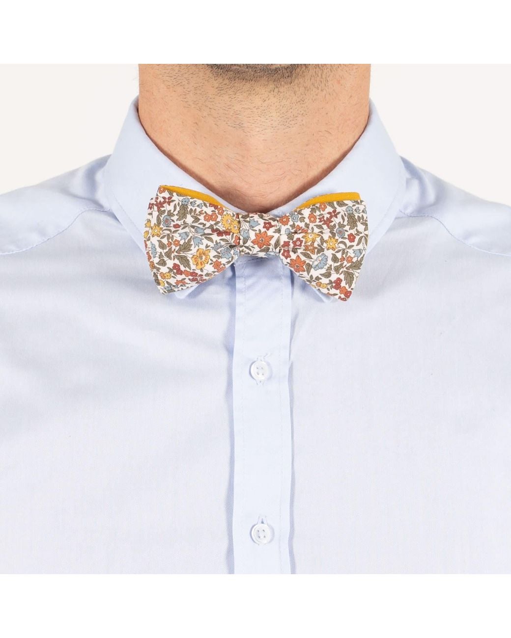 LE COLONEL Pink Safran Liberty Ava Bow Tie for men