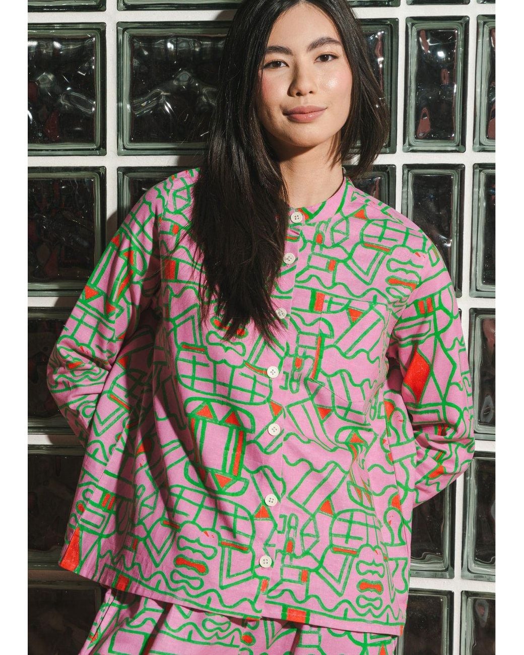 Wild Clouds Multicolor Organic Cotton & Linen Shirt