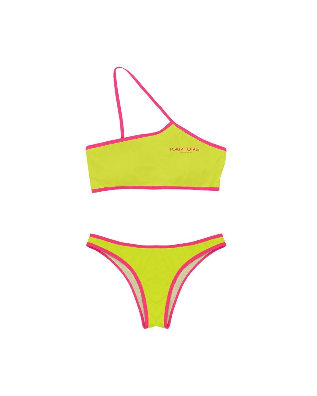 Kapture Yellow Dayglow One Shoulder Recycled Bikini Top