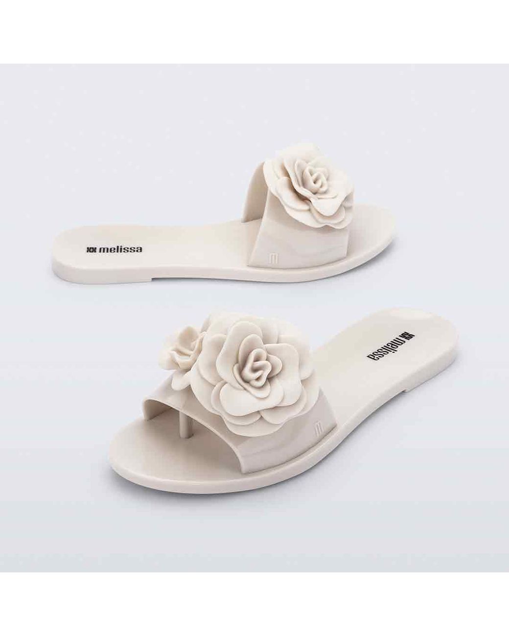 Melissa White Neutrals Babe Petals Flat Slides
