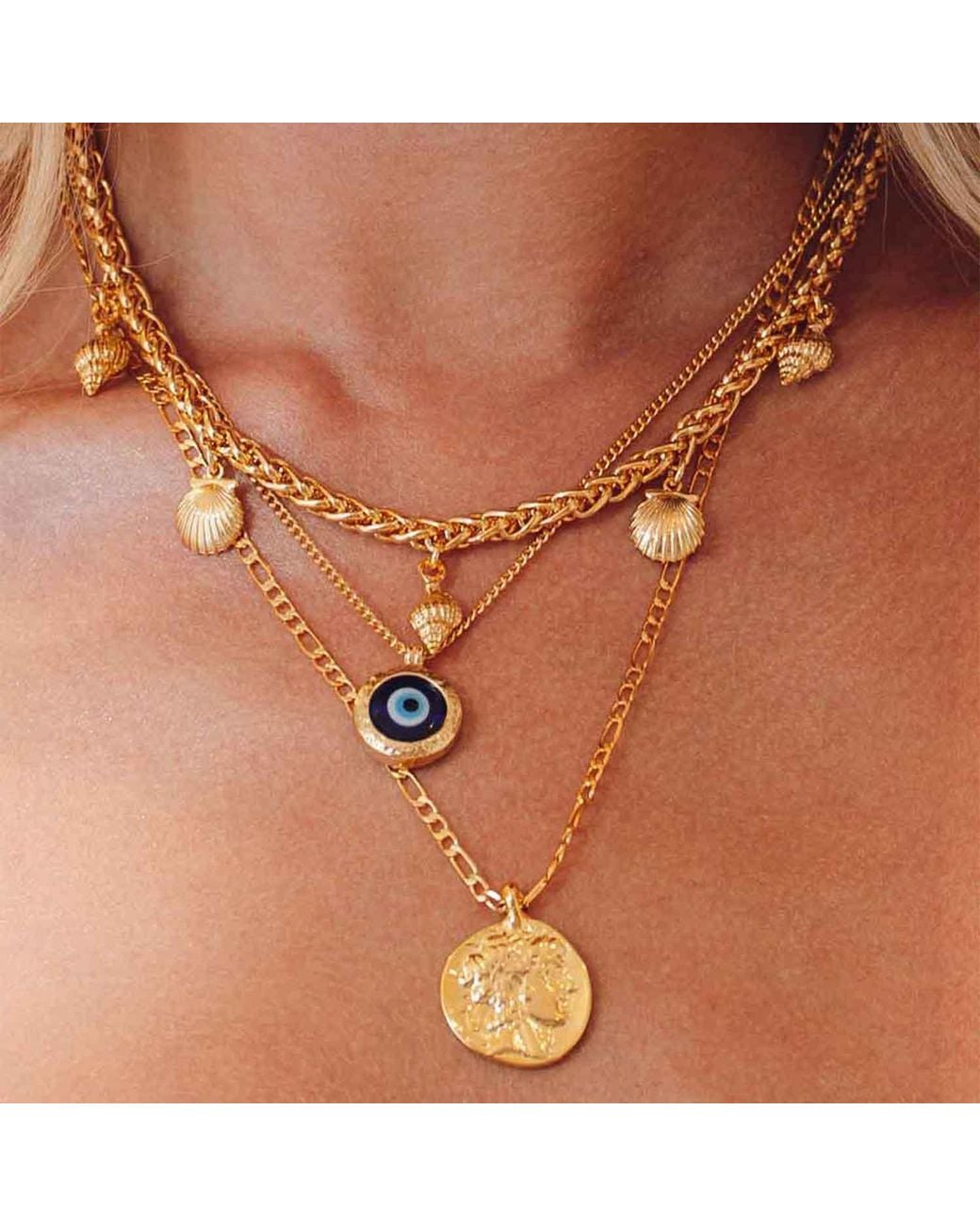 Formation Co. Jewellery Metallic Mati Evil Eye Necklace