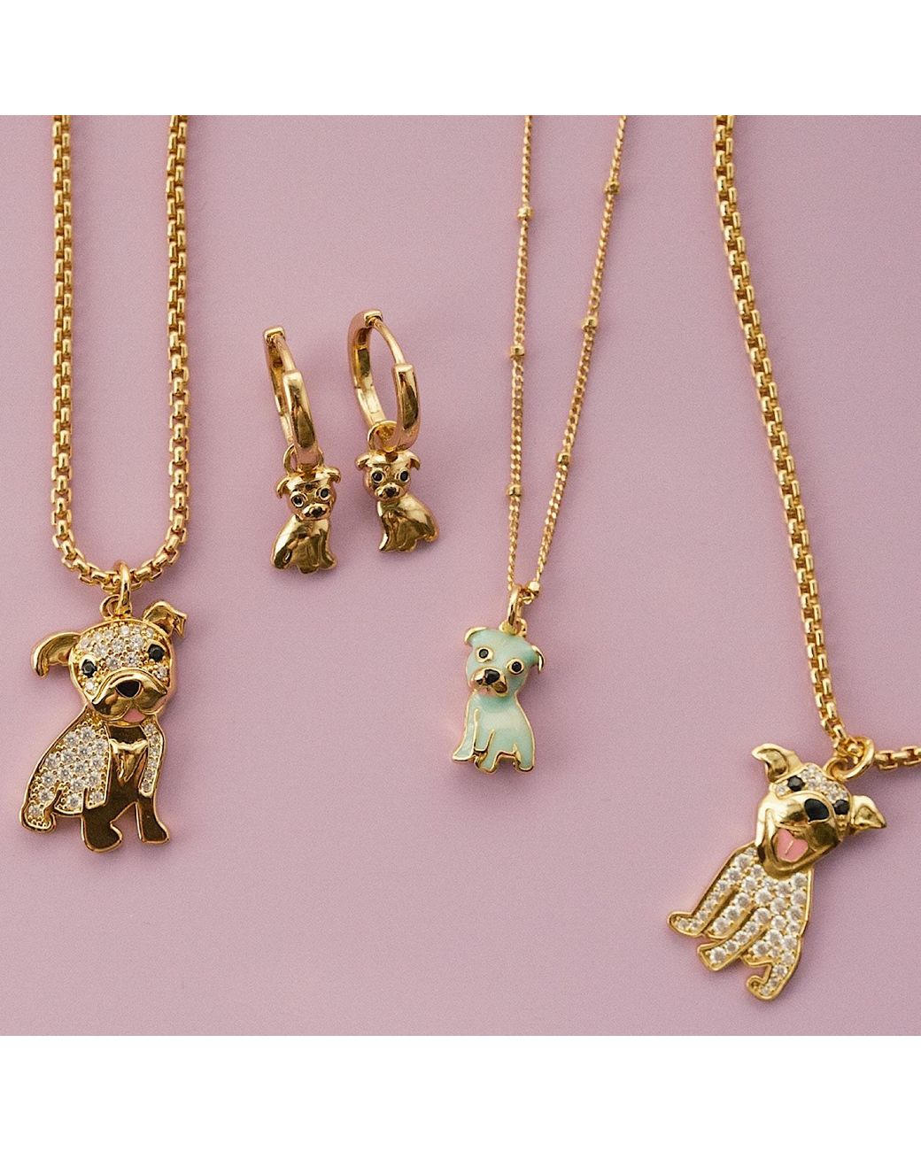 Cloud Haven Metallic Mini Cz Bulldog Pendant Necklace