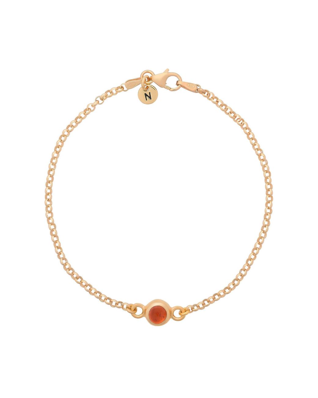 Nellou Jewellery Metallic Carnelian Birthstone Gem Dot Bracelet Plated Sterling