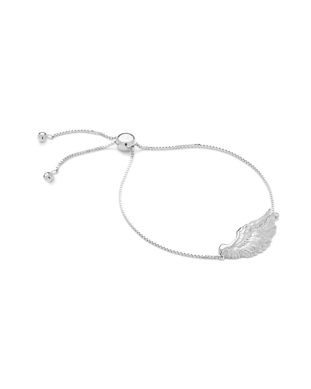 Seven Saints Metallic Angel Wing Bolo Friendship Bracelet, Rhodium Over Sterling