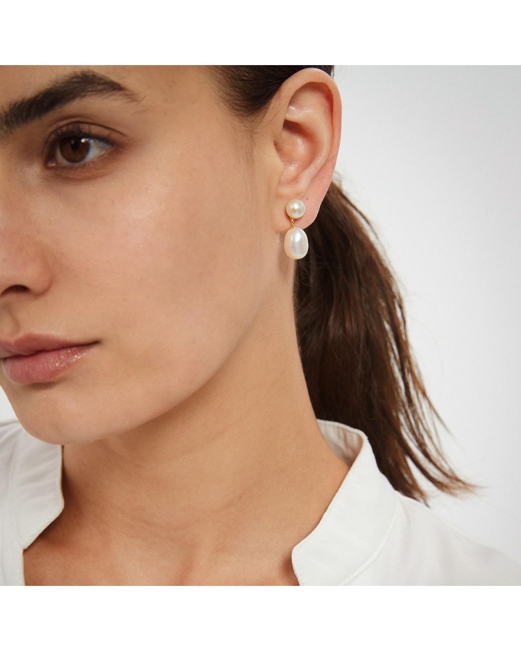 Miss Cecilia Metallic Freshwater Pearl Drop Earrings