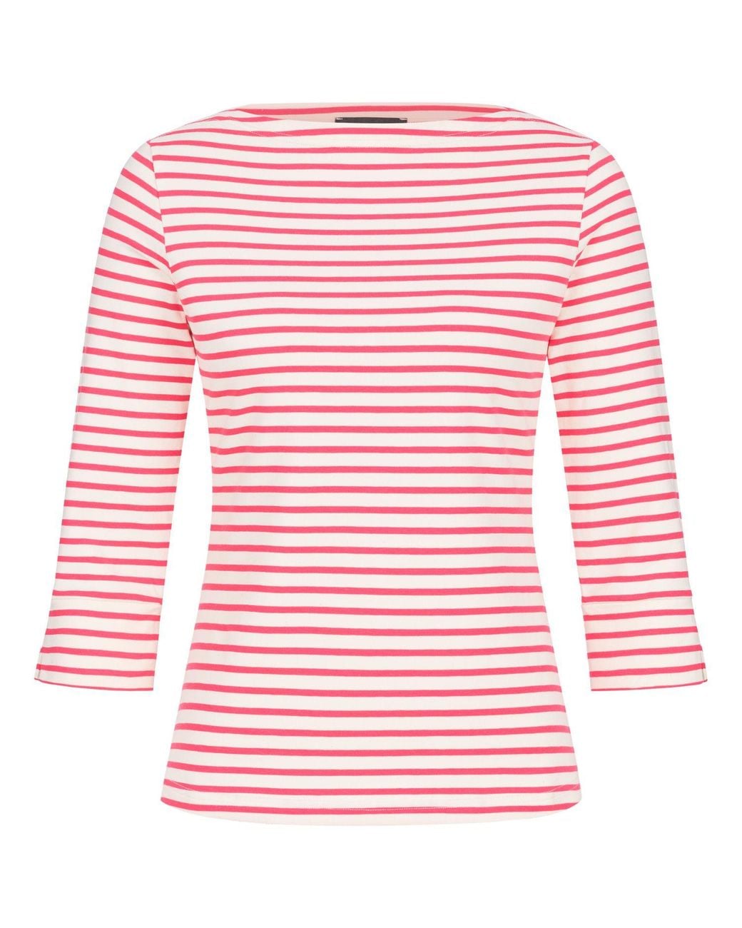Marianna Déri Pink Top With Boat Neckline-Cream Striped
