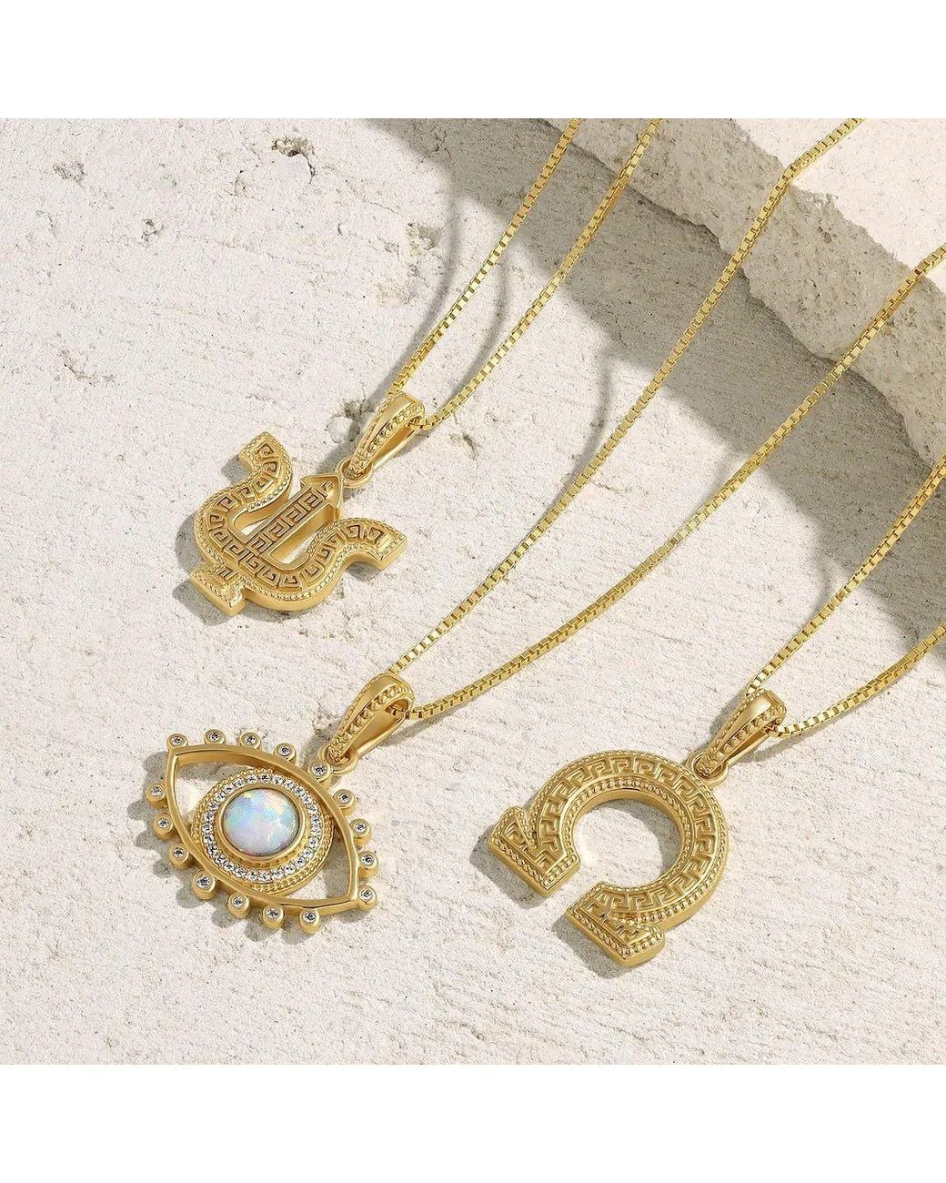 Karma and Luck Metallic Luminous Guard Opal Evil Eye Necklace