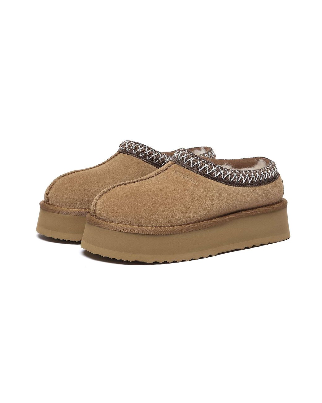 EverAu Australia Brown Wonga Leather Slippers