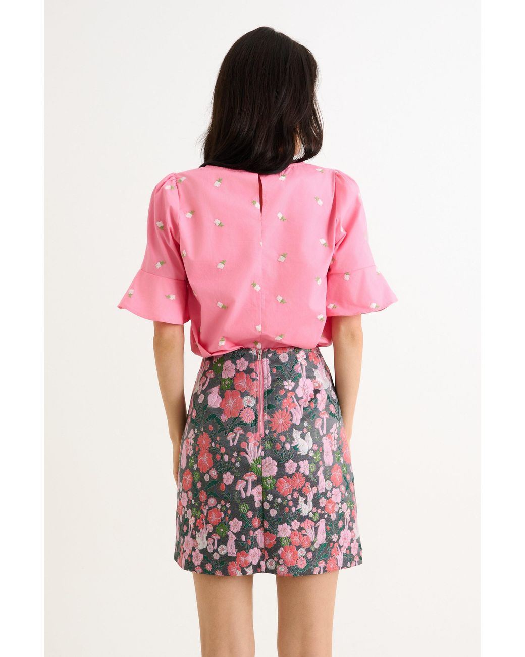 Louche Red Aubin Fairytale Jacquard Mini Skirt
