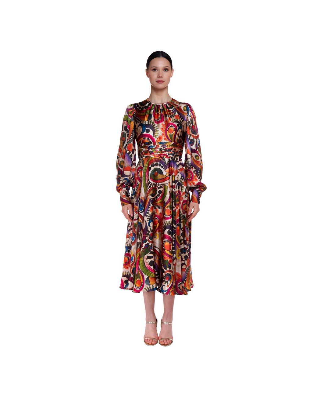 Sofia Tsereteli Red Geometric Silk Dress