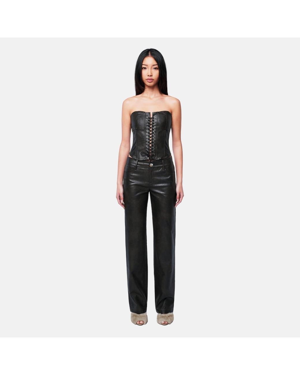 OW Collection Black Bella Faux Leather Pants