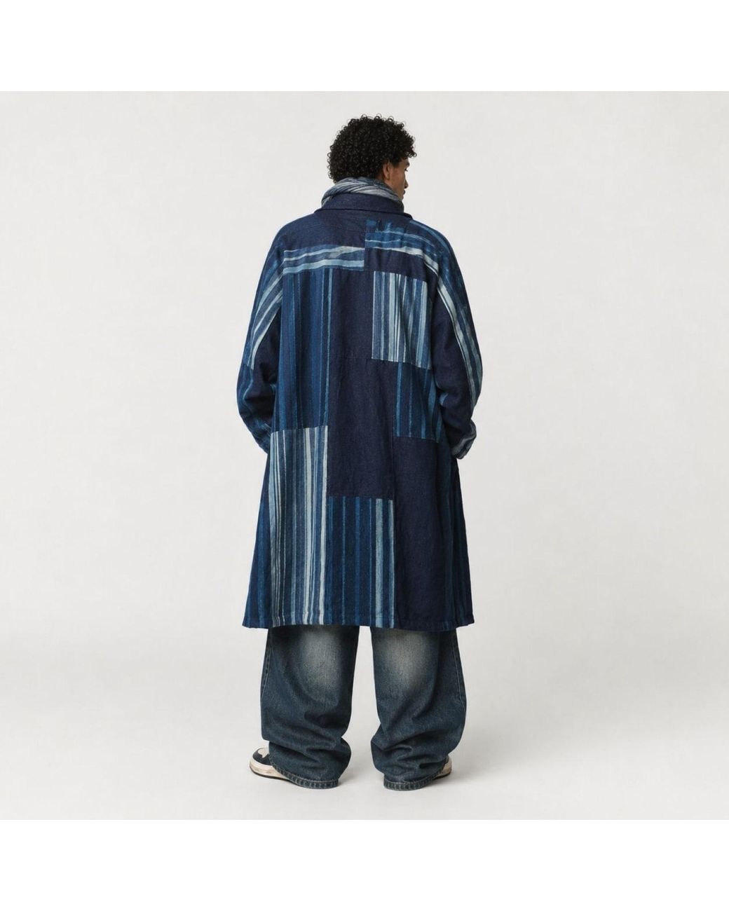 Zasta Studio Blue Blended Denim Article Long Coat for men