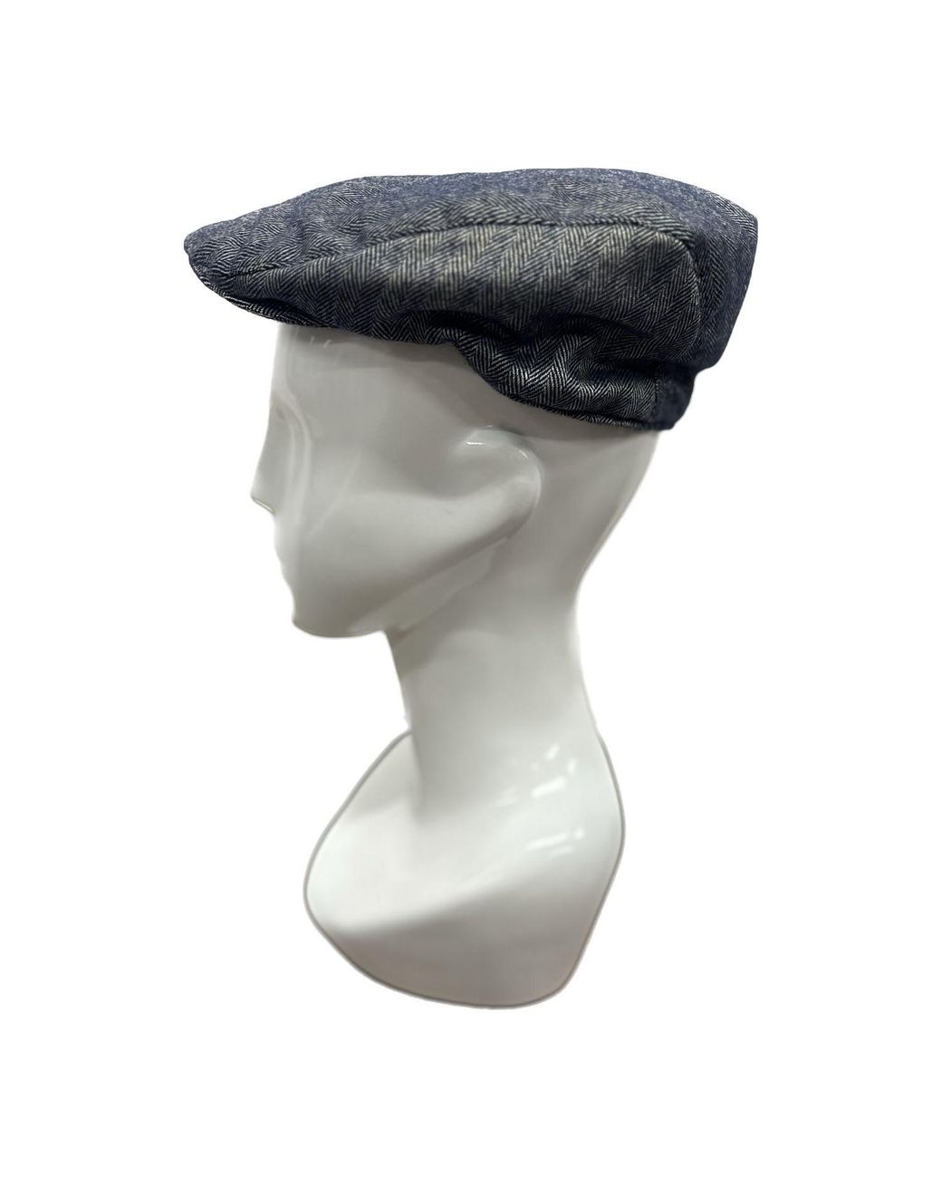 Kinalba Blue Herringbone Cashmere Flat Cap for men