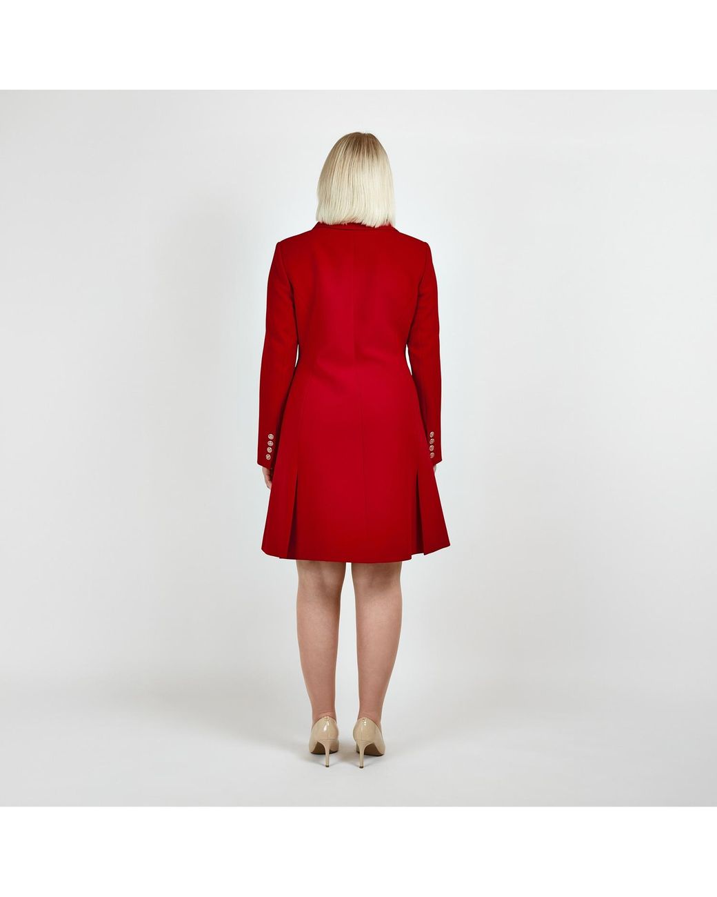 Femponiq Red Asymmetric Pleated Blazer Dress