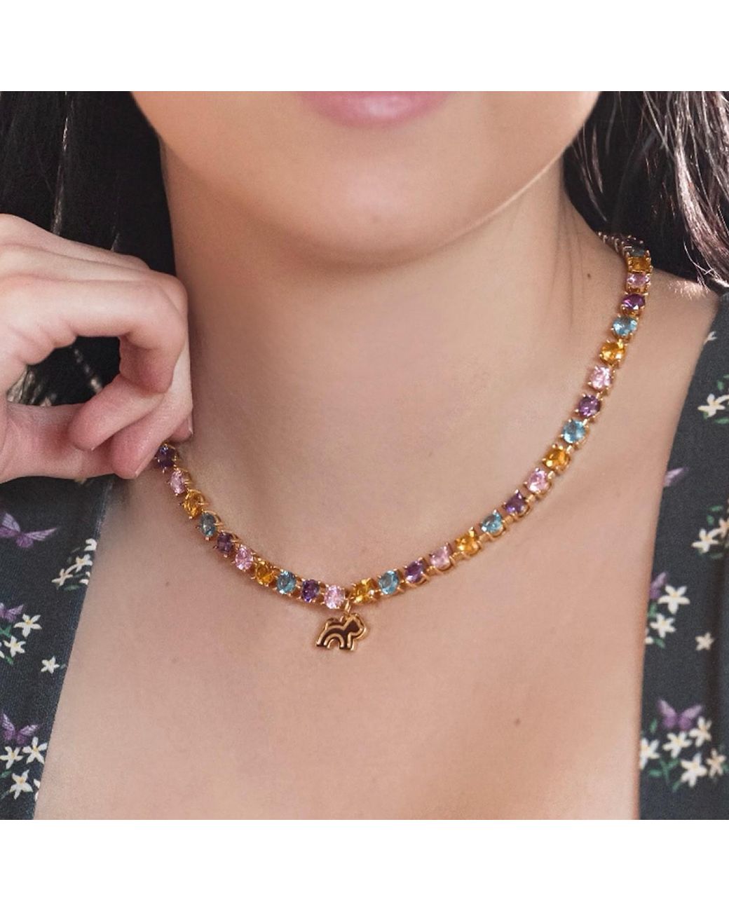 Cloud Haven Metallic Cz Logo Pendant Necklace