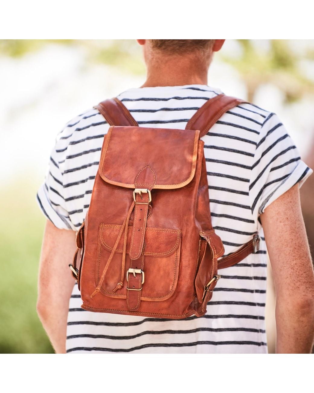 VIDA VIDA Brown Vida Vintage Classic Leather Backpack