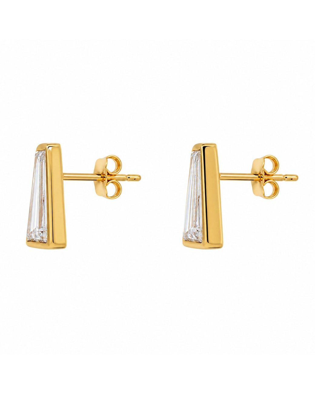 Artisan Metallic 18K Baguette Diamond Stud Earrings