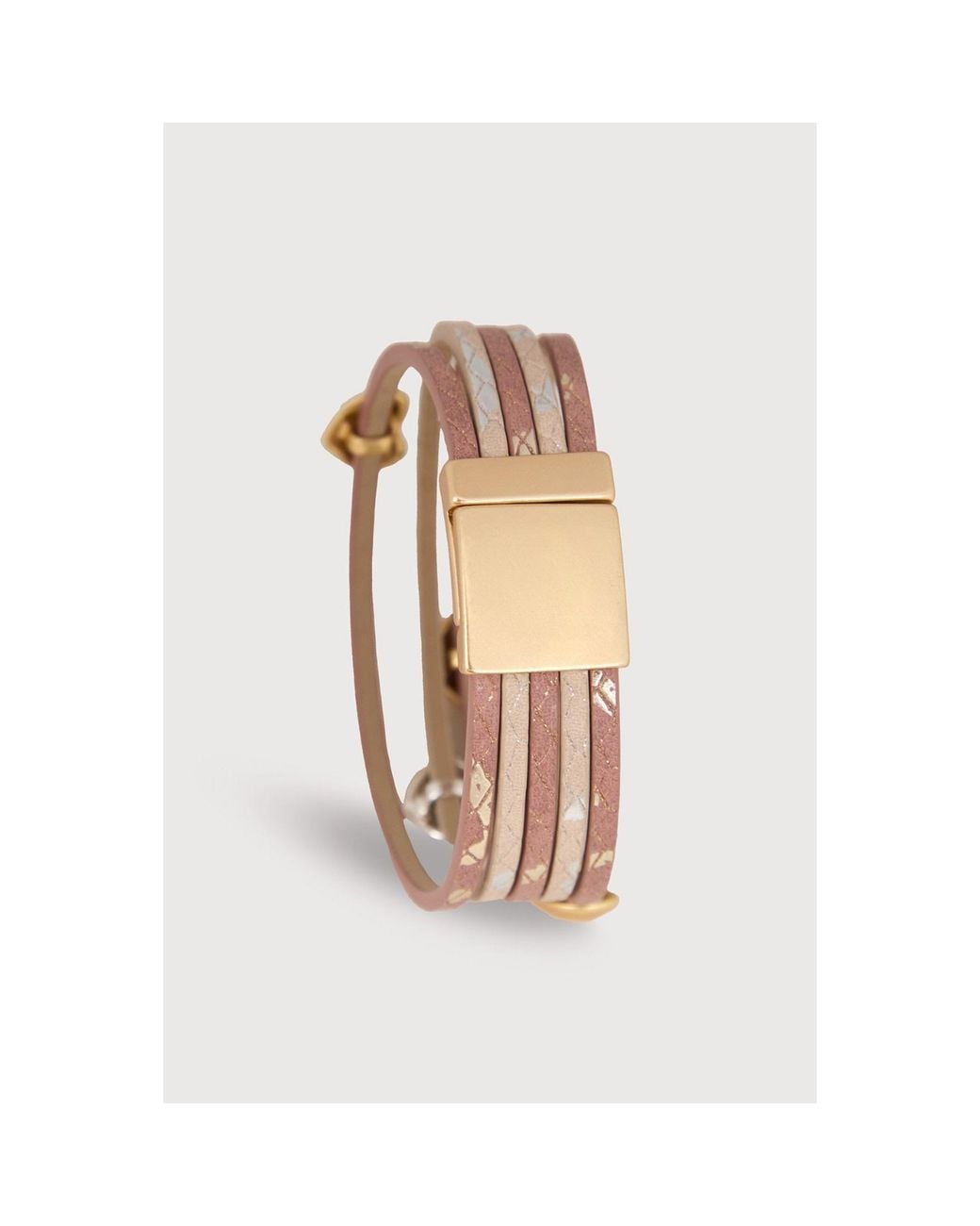 Saachi Metallic Textured Hearts Leather Bracelet