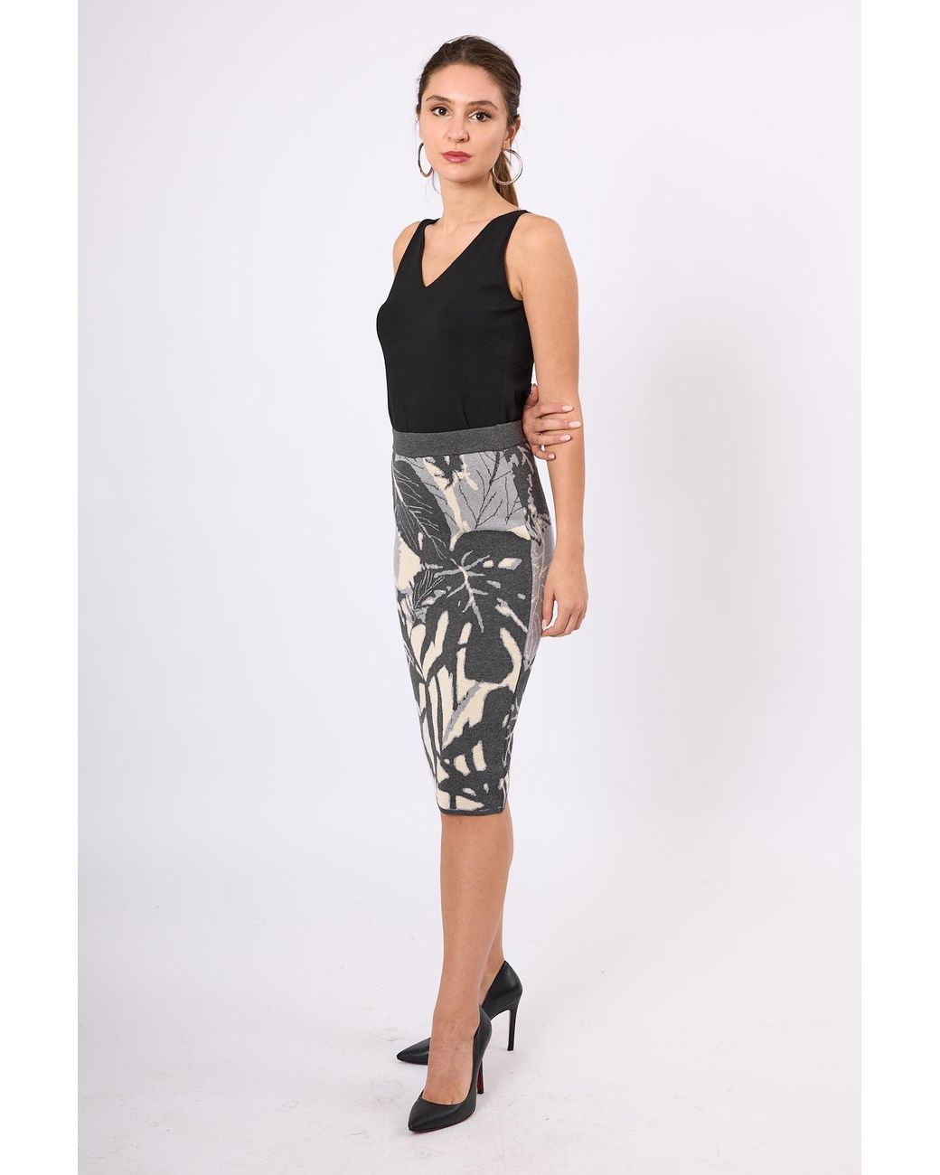 Peraluna Gray Susan Jacquard Knit Skirt
