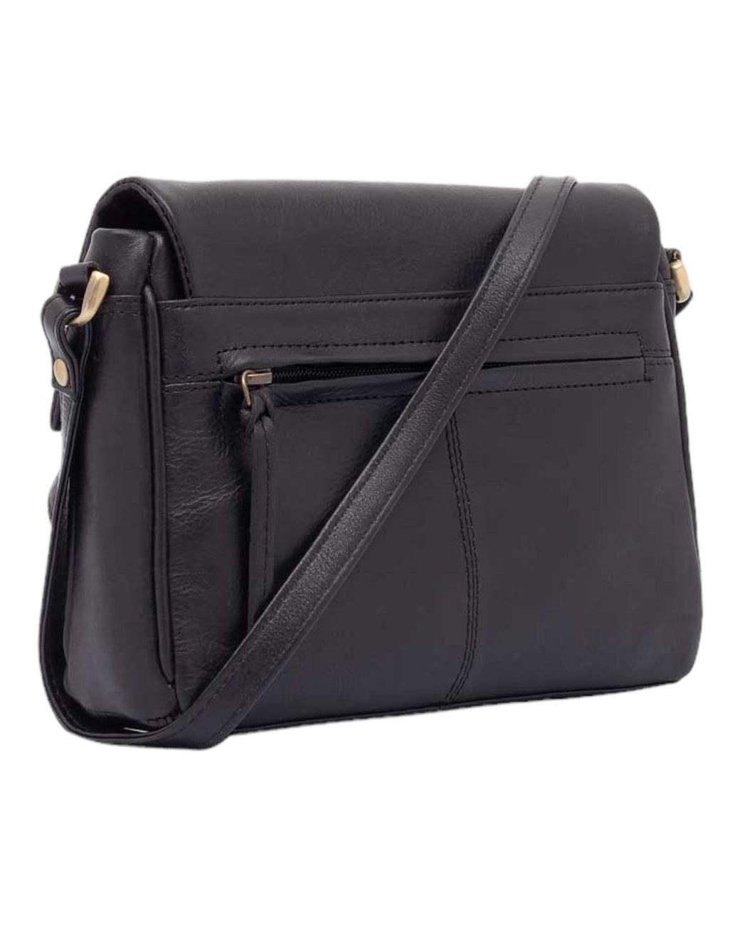 Lloyd Baker Black Gulmarg Leather Flap-Over Crossbody Bag