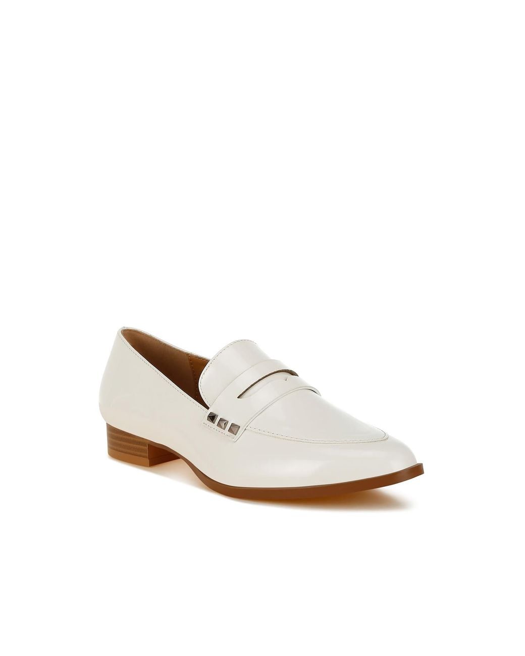 Rag & Co White Noshiya Off Patent Pleather Penny Loafers By Rag & Co