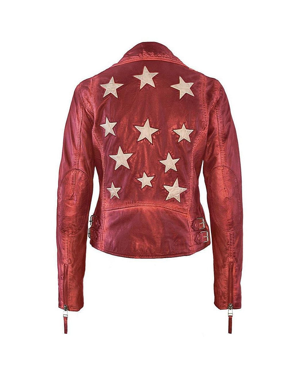Mauritius Red Star Lambskin Leather Jacket Christy