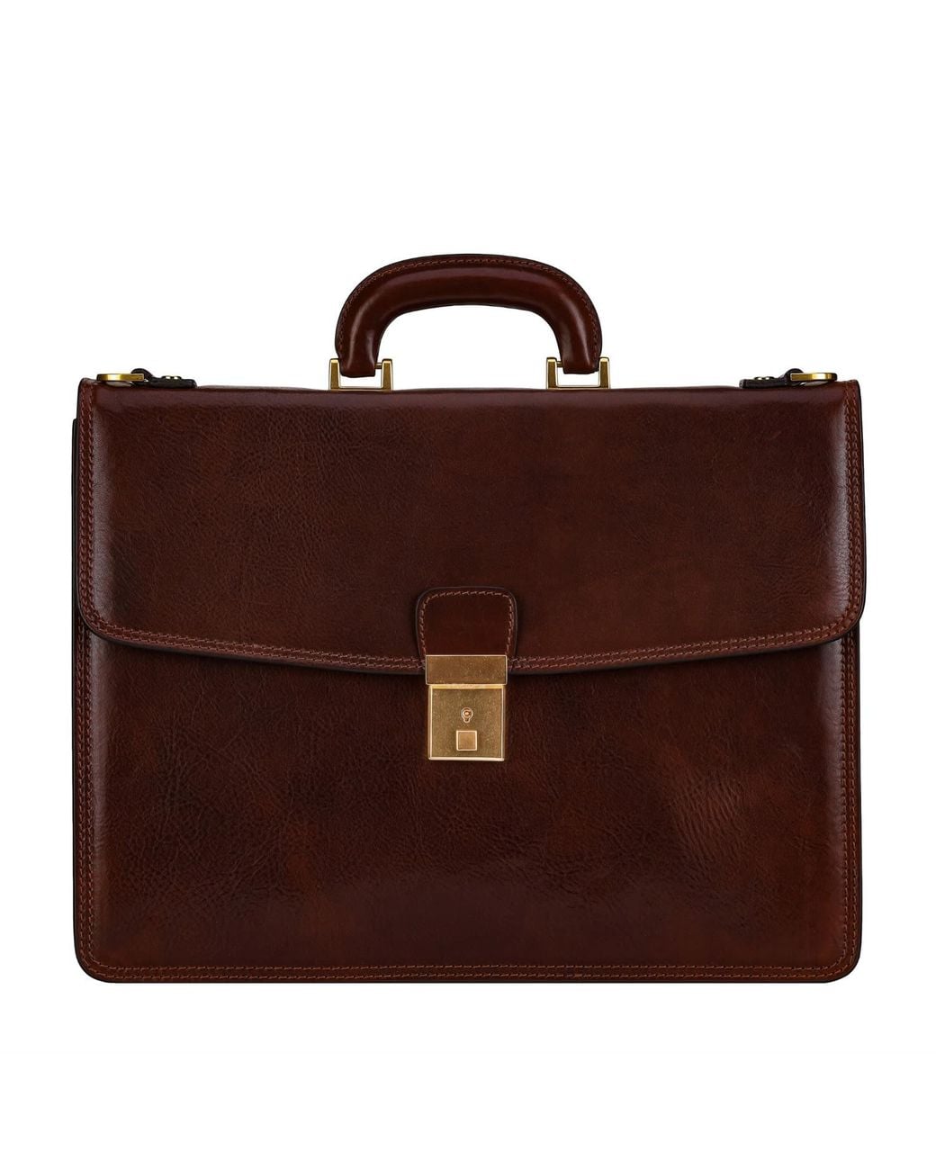 Time Resistance Brown Leather Briefcase for men