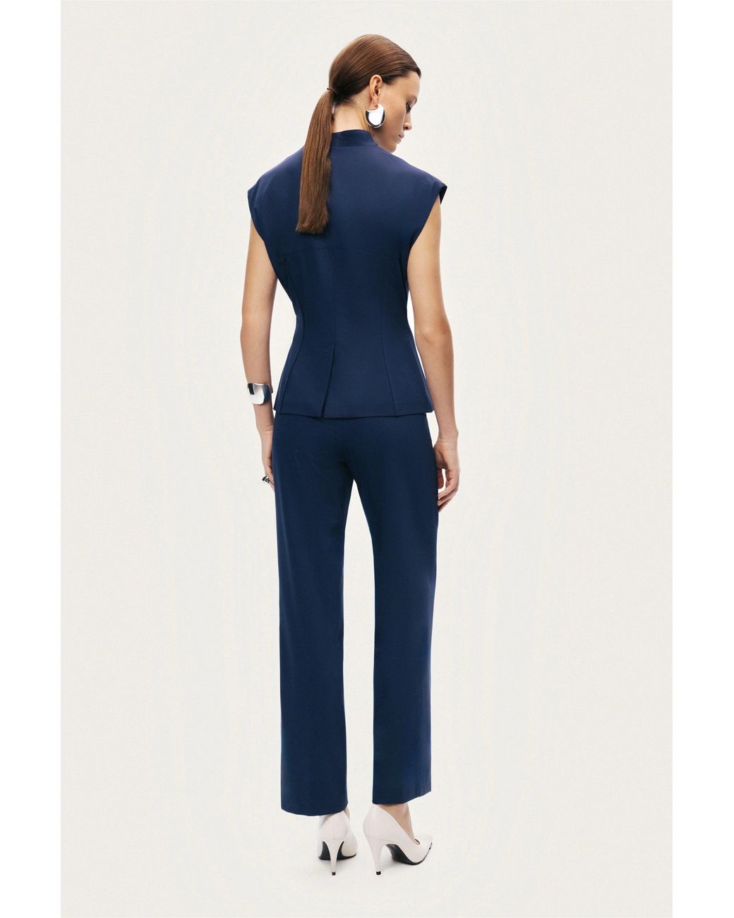 Nocturne Blue Tailored Straight-Leg Pants