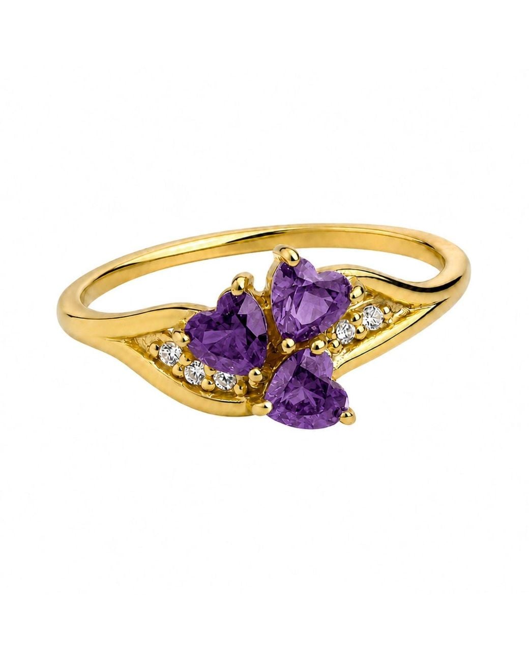 Belinda Jewelz Multicolor Amethyst Triple Heart Cluster Birthstone Ring