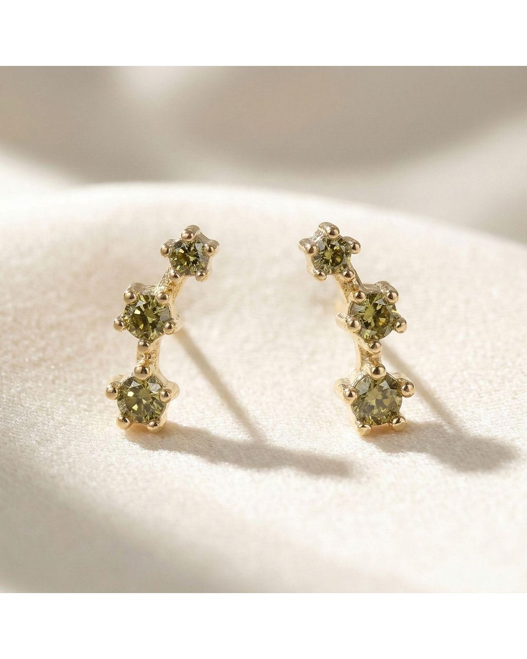 Sophelia Metallic Peridot August Birthstone Climber Stud Earrings