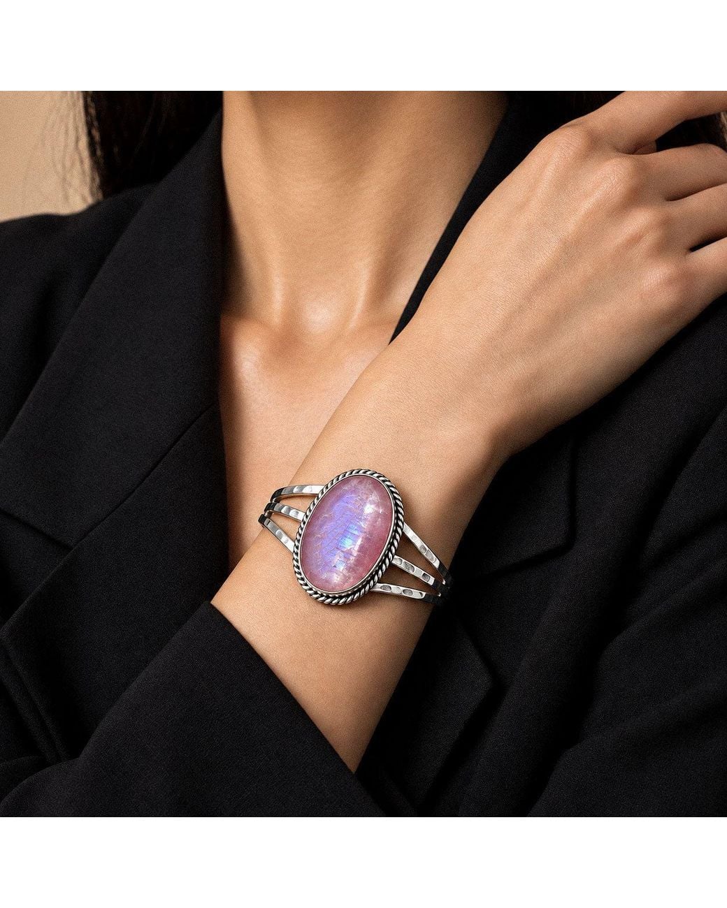 Saéa Purple Rare Moonstone Cuff Bracelet