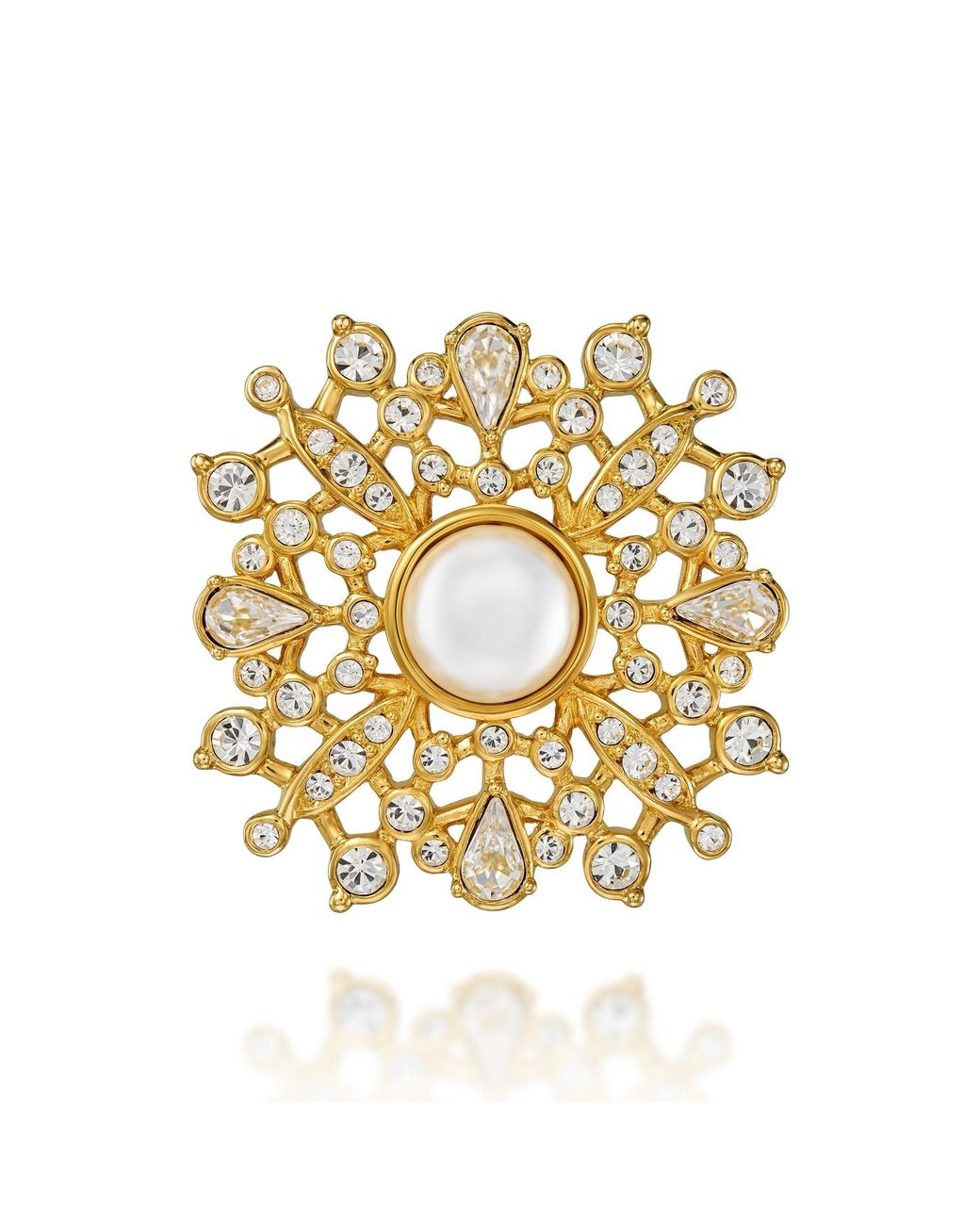 Emma Holland Jewellery Metallic Crystal & Pearl Brooch
