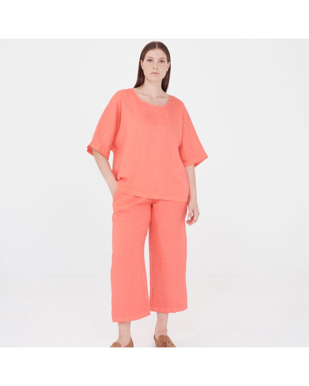 Haris Cotton White Solid Wide Leg Linen Pants With Slant Pocket