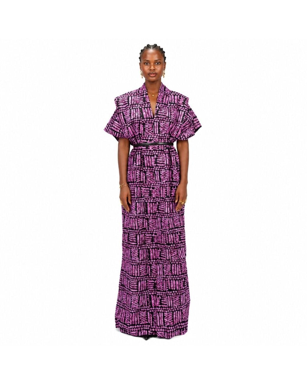 Chuks Collins Purple Ajah Collection- Print Long Dress