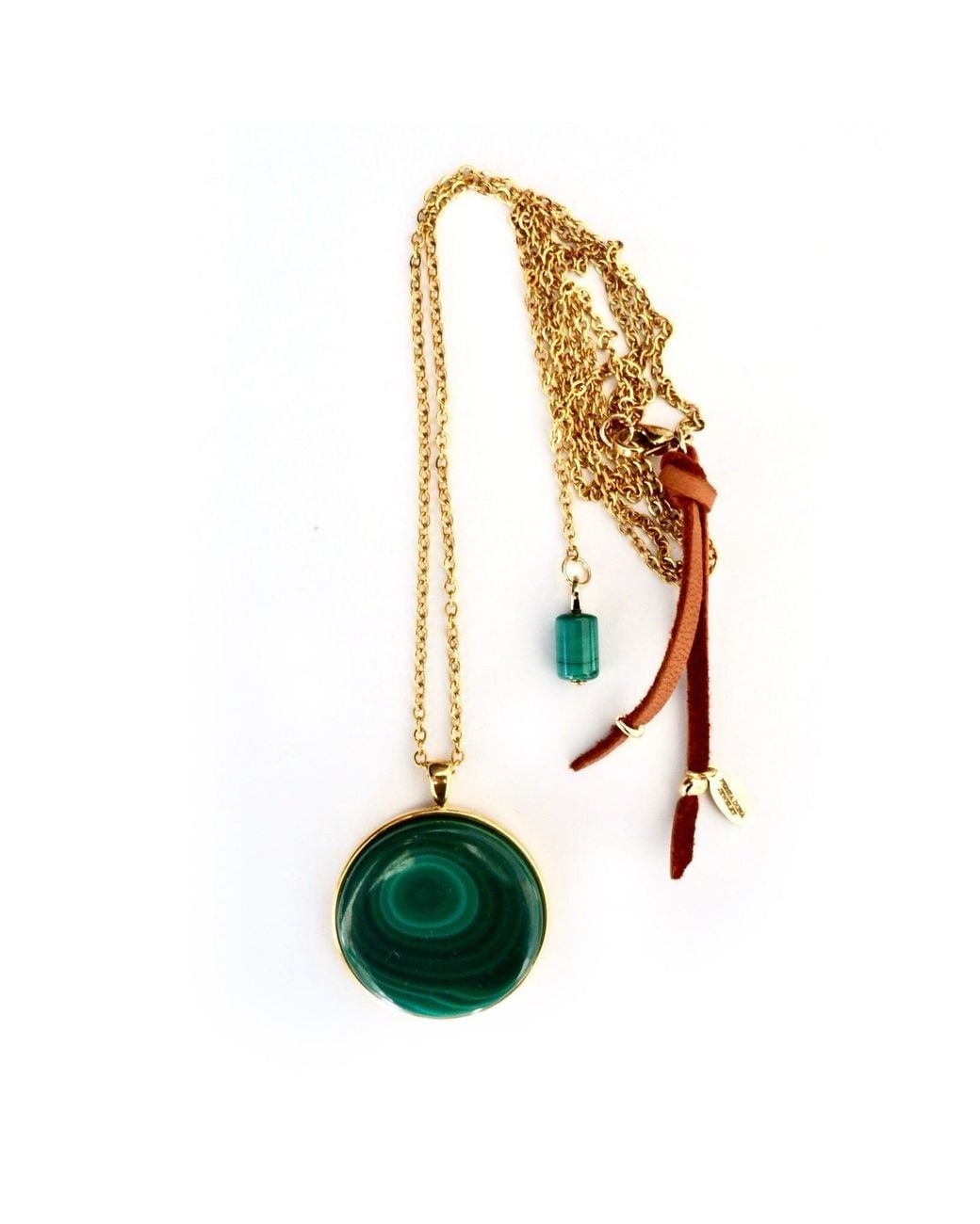 Persia Dona Jewelry Green Malachite Circle Necklace