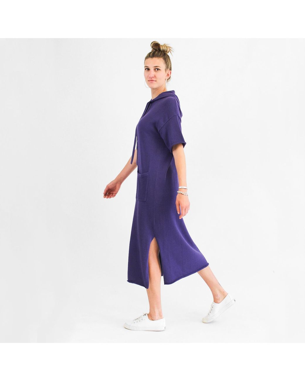 Zenzee Purple Cotton Hoodie Dress