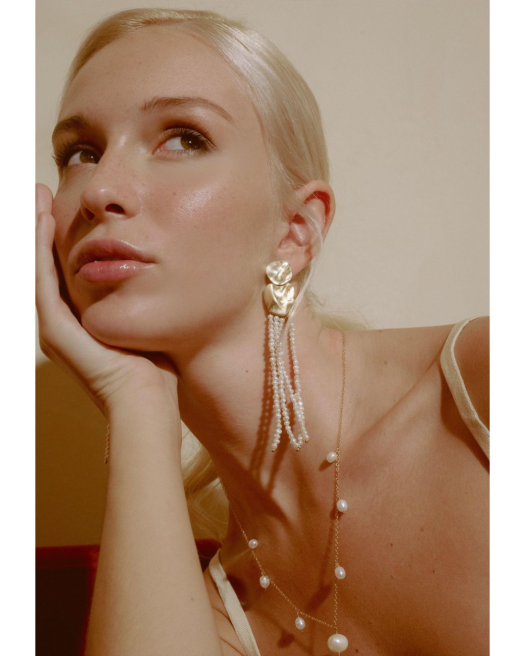 Lavani Jewels White Liliana Pearl Long Earrings