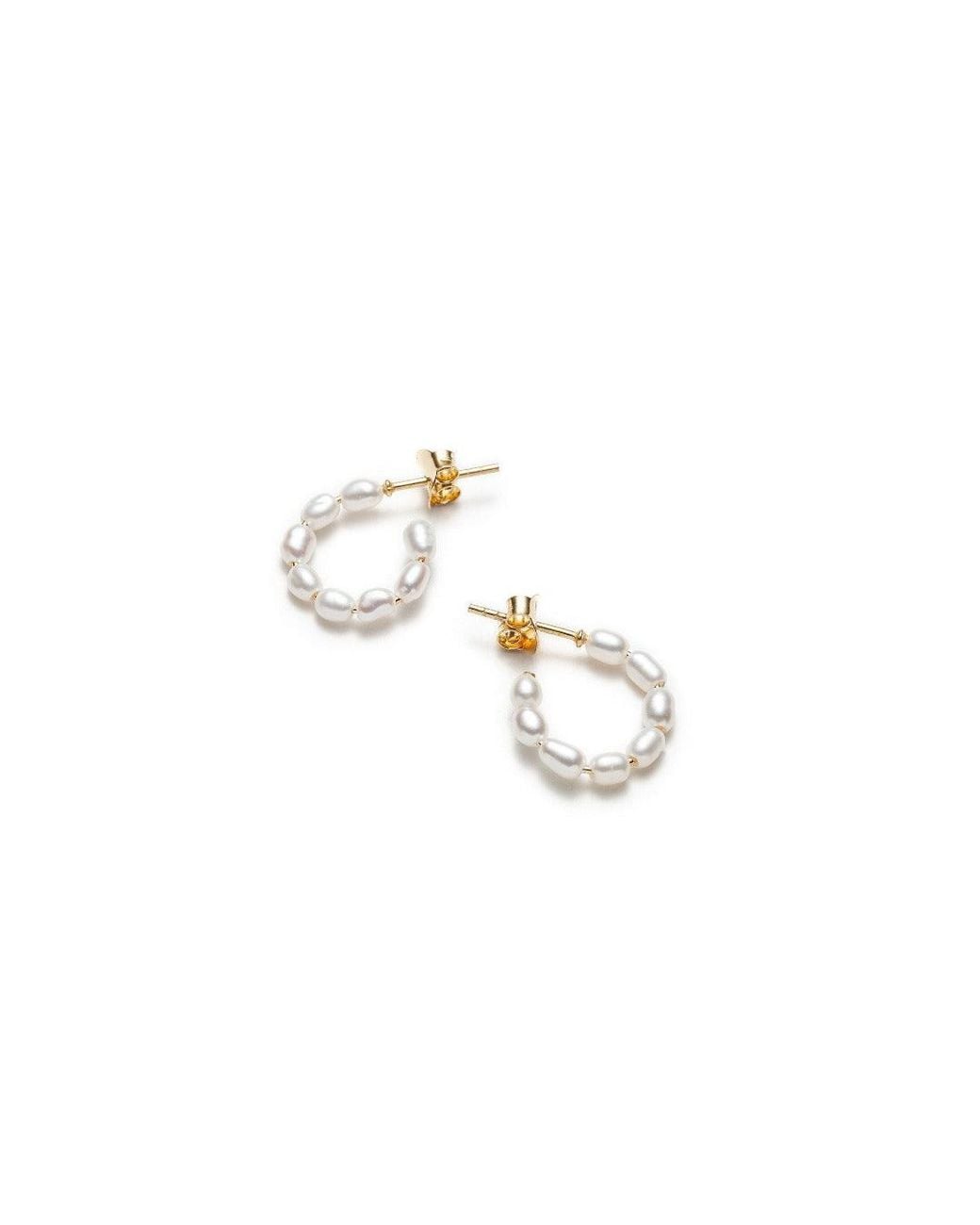 With Love Darling Metallic Hoop Pearl Earrings Small
