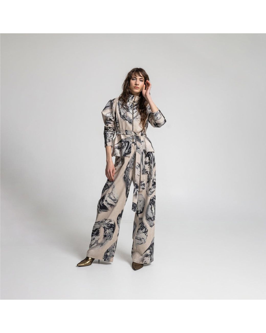 ARTISTA Natural Crystal Wide Leg Pants