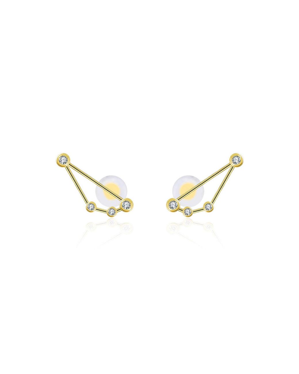 Genevieve Collection Metallic Capricorn Zodiac Constellation Earring 18K & Diamond